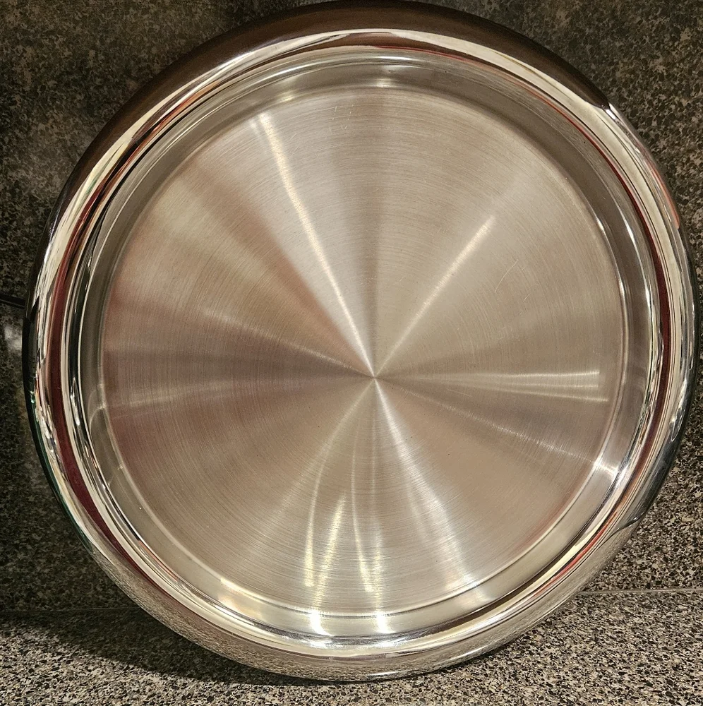 Crate & Barrel Round SS Cocktail Tray Serveware